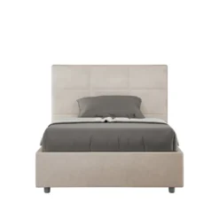 Letto 120x190cm a una piazza e mezza con giroletto in microfibra sabbia beige LIT191