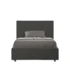 Letto 120x190cm a una piazza e mezza con giroletto in microfibra grigio LIT191