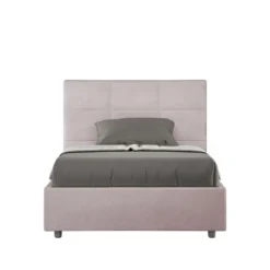 Letto 120x190cm a una piazza e mezza con giroletto in microfibra glicine lilla LIT191
