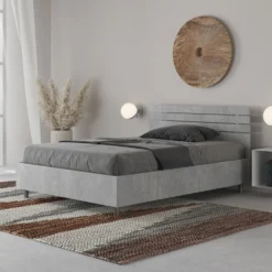 Letto 120x200cm a una piazza e mezza testata dritta cemento LIT253