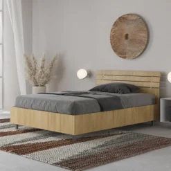 Letto 120x190cm a una piazza e mezza testata inclinata quercia LIT251
