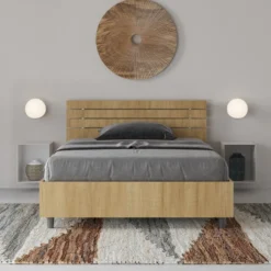 Letto 120x190cm a una piazza e mezza testata inclinata quercia LIT251