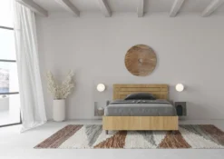 Letto 120x190cm a una piazza e mezza testata inclinata quercia LIT251