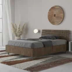 Letto 120x190cm a una piazza e mezza testata inclinata noce LIT251