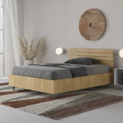 Letto 120x190cm a una piazza e mezza testata dritta quercia LIT249