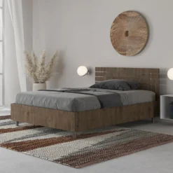 Letto 120x190cm a una piazza e mezza testata dritta noce LIT249