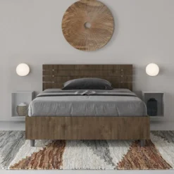 Letto 120x190cm a una piazza e mezza testata dritta noce LIT249