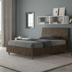 Letto 120x200cm a una piazza e mezza testiera inclinata noce LIT247