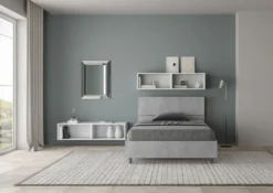 Letto 120x190cm a una piazza e mezza testiera dritta cemento LIT241