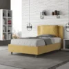 Letto 120x210cm a una piazza e mezzo con cuscino in microfibra ocra LIT169