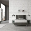 Letto 120x210cm a una piazza e mezzo con cuscino in microfibra grigio LIT169