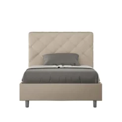 Letto 120x190cm a una piazza e mezzo con testiera a rombo tortora LIT213
