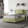Letto 120x190cm a una piazza e mezzo con cuscino in microfibra tè verde LIT161