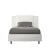 Letto 120x210cm a una piazza e mezzo con cuscino in similpelle bianco LIT167