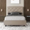 Letto 120x210cm a una piazza e mezzo con testiera a rombo tortora LIT217