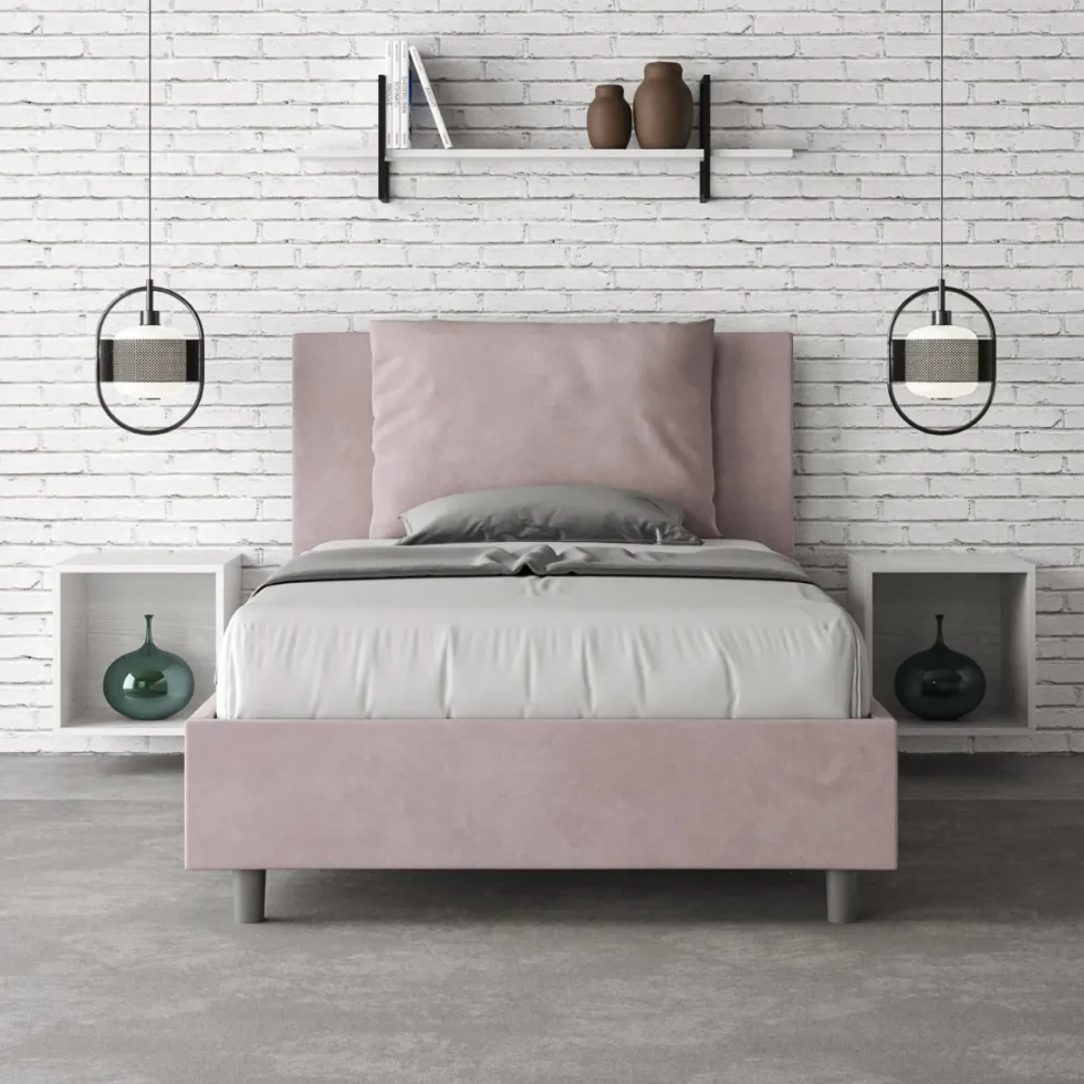 Letto 120x200cm a una piazza e mezzo con cuscino in microfibra glicine lilla LIT165