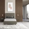 Letto 120x200cm a una piazza e mezzo con testiera a rombo cappuccino LIT215