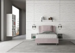 Letto 120x190cm a una piazza e mezzo con cuscino in microfibra glicine lilla LIT161