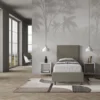 Letto 80x210cm a una piazza imbottito in similpelle cappuccino LIT59