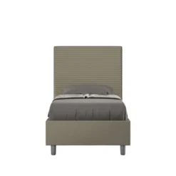 Letto 80x200cm a una piazza imbottito in similpelle cappuccino LIT57