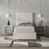 Letto 80x200cm a una piazza imbottito in similpelle bianco LIT57