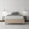 Letto 140x210cm contenitore alla francese sommier in similpelle tortora LIT266