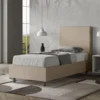 Letto 80x200cm contenitore a una piazza imbottito in similpelle tortora LIT58