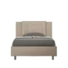 Letto 120x210cm contenitore con bottoni in similpelle tortora LIT176