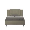 Letto 120x210cm contenitore con bottoni in similpelle cappuccino LIT176