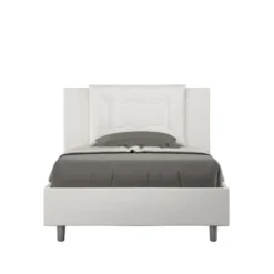 Letto 120x200cm contenitore con bottoni in similpelle bianco LIT174