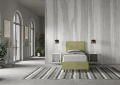 Letto 90x210cm contenitore con cuscino imbottito in microfibra tè verde LIT110
