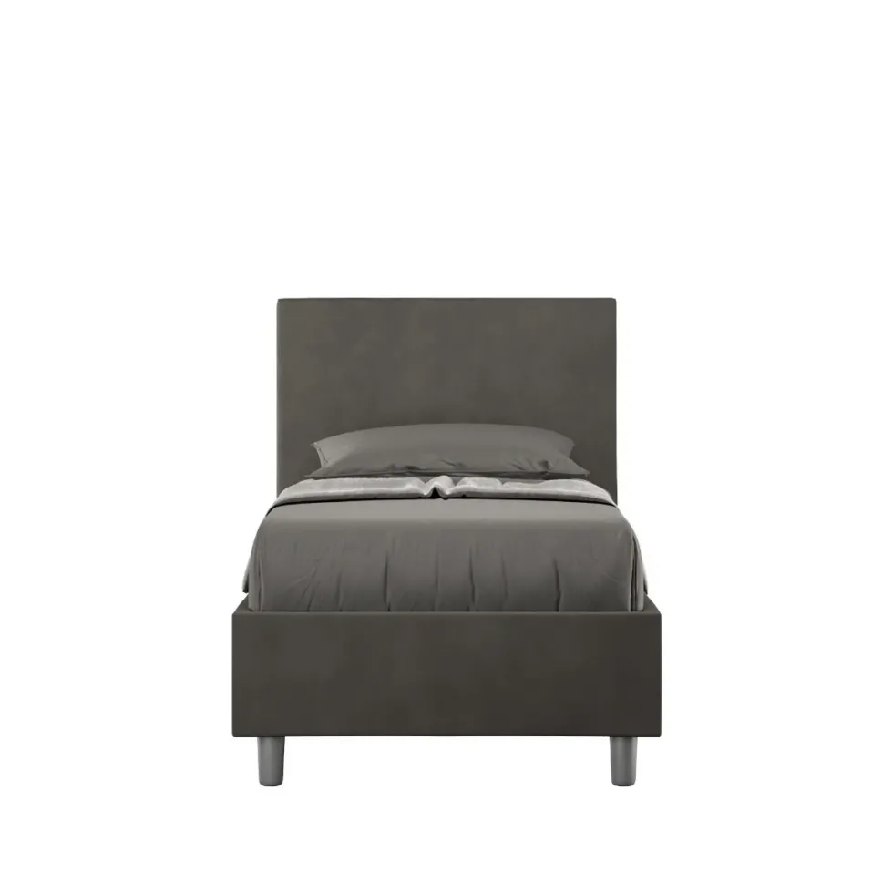 Letto 90x210cm contenitore con cuscino imbottito in microfibra grigio LIT110