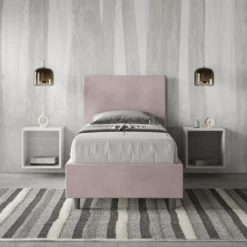 Letto 90x210cm contenitore con cuscino imbottito in microfibra glicine lilla LIT110