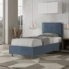 Letto 90x200cm contenitore con cuscino imbottito in microfibra blu LIT108