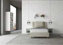 Letto 120x210cm contenitore con cuscino in microfibra sabbia beige LIT170