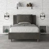 Letto 120x210cm contenitore con cuscino in microfibra grigio LIT170