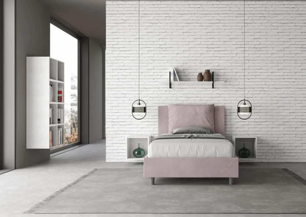 Letto 120x210cm contenitore con cuscino in microfibra glicine lilla LIT170