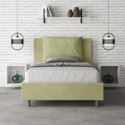 Letto 120x200cm contenitore con cuscino in microfibra tè verde LIT166