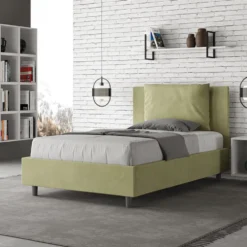 Letto 120x190cm contenitore con cuscino in microfibra tè verde LIT162