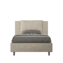 Letto 120x190cm contenitore con cuscino in microfibra sabbia beige LIT162