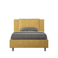 Letto 120x190cm contenitore con cuscino in microfibra ocra LIT162