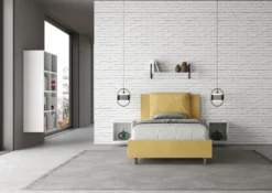 Letto 120x190cm contenitore con cuscino in microfibra ocra LIT162