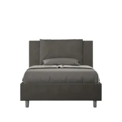 Letto 120x190cm contenitore con cuscino in microfibra grigio LIT162