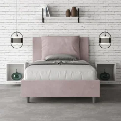 Letto 120x190cm contenitore con cuscino in microfibra glicine lilla LIT162
