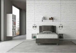 Letto 120x200cm contenitore con cuscino in microfibra grigio LIT166