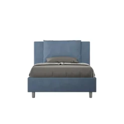 Letto 120x190cm contenitore con cuscino in microfibra blu LIT162