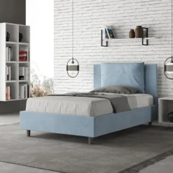 Letto 120x190cm contenitore con cuscino in microfibra azzurro LIT162