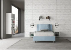 Letto 120x200cm contenitore con cuscino in microfibra azzurro LIT166