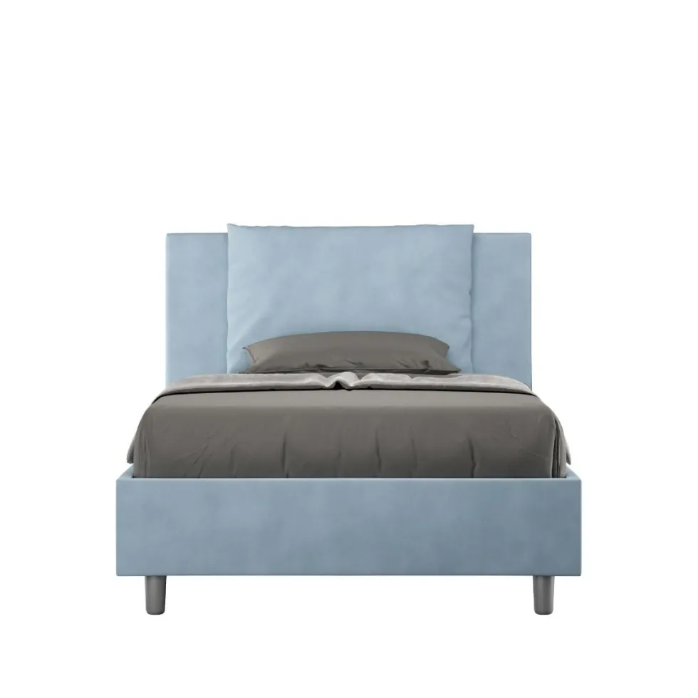 Letto 120x200cm contenitore con cuscino in microfibra azzurro LIT166