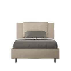 Letto 120x190cm contenitore con cuscino in similpelle tortora LIT160